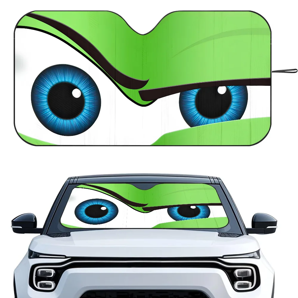 Color: Gold - Cartoon Eyes Cute Car SunShade Windshield Foldable Three-layer Insulation Sunshade By Suction Cup Blocks UV Rays Sun