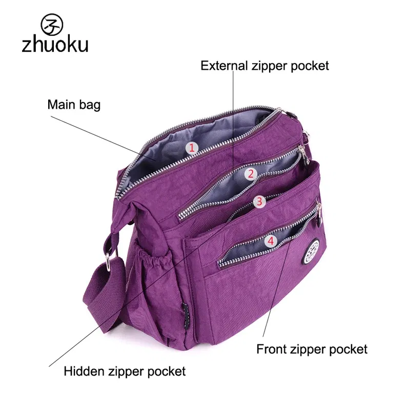 Color: Beige - Women Messenger Bags Mini Ladies Nylon Handbags Shoulder Bag For Women Tote Handbag Bolsas Feminina Crossbody Bags