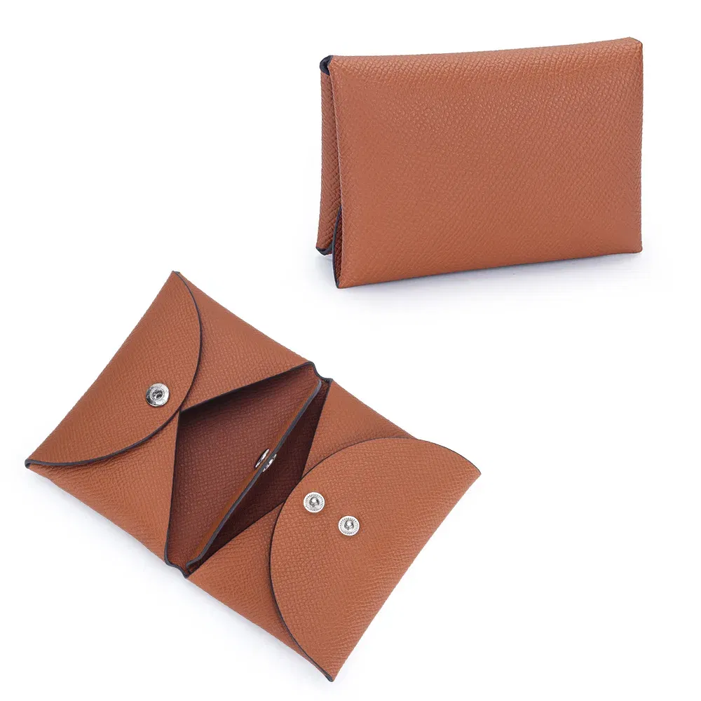 Color: Brown - Genuine Leather Coin Pouch Change Holder Mini Snap Pocket Wallet for Men Women Brand Design Goosebump Pattern Coin Purses