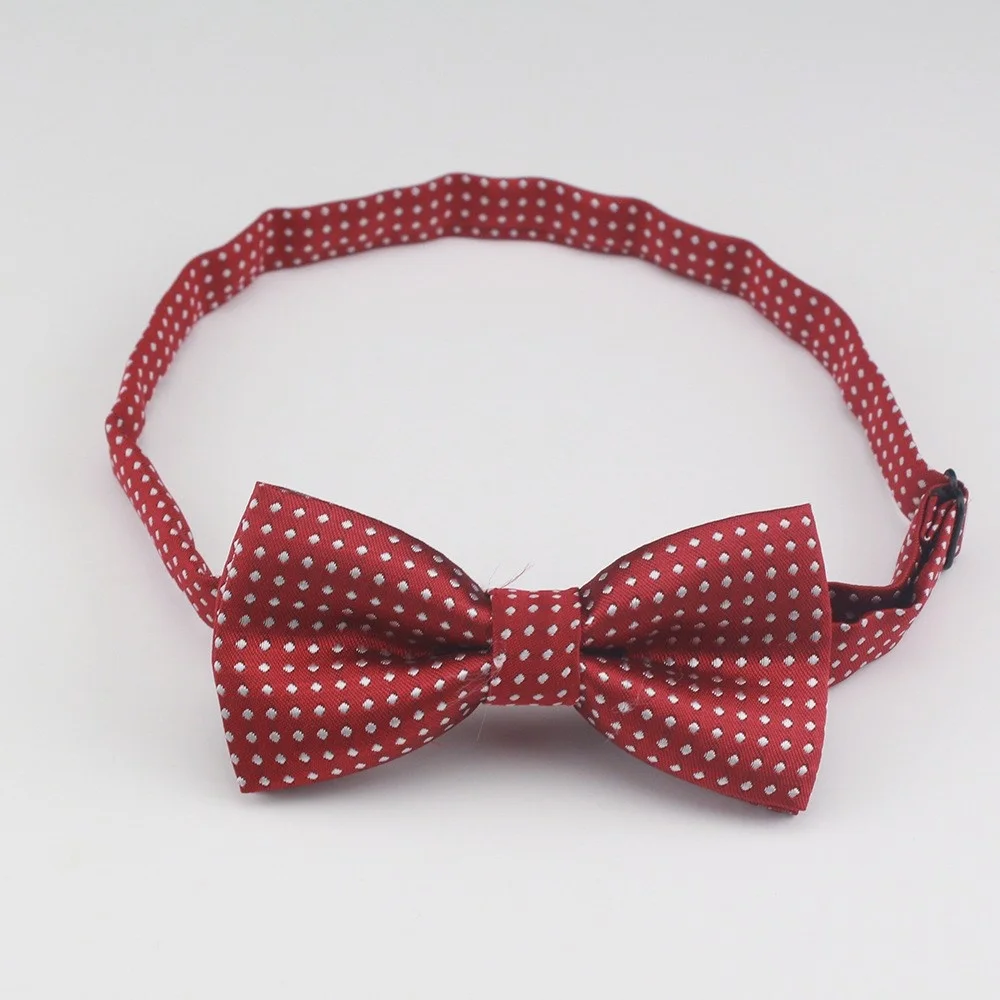 Color: Red - Korean Formal Dress Dots Bow Ties For Kids Business Bowknot Bridegroom Best Man Bowties Polka Dot Butterfly Cute Neckties Gift
