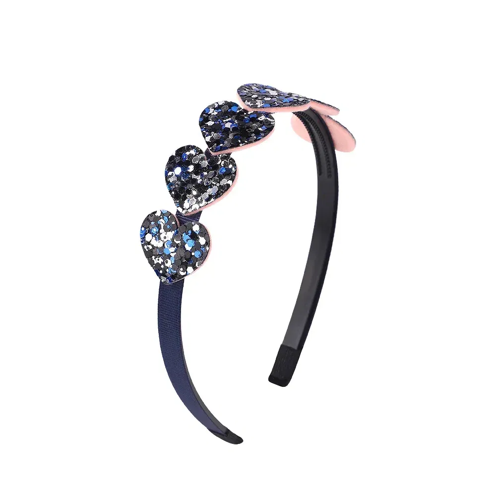 Color: DEEP BLUE - 1pcs Fashion Glitter Kids Hair Band Lovely Bow Stars for Headband Girls Cute Colors Hair Tiaras Hairbands Hair Accessories Gifts