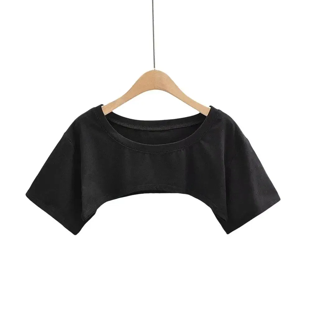 Solid White Loose Cropped Top Harajuku Sexy O Neck T Womens Streetwear y2k Sleeve Tee Vintage Shirt Casual Wear Short Ladie S2V3