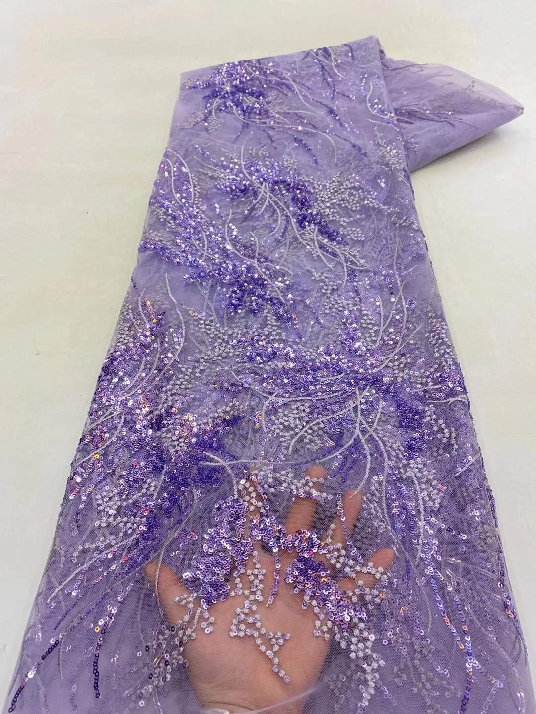 Color: pink, Length: 5 yards, Width: 120cm - African French Sequined Lace Fabrics 2023 High Quality Tulle Lace 5 Yards Nigerian Embroidered Dress Material For Party Wedding