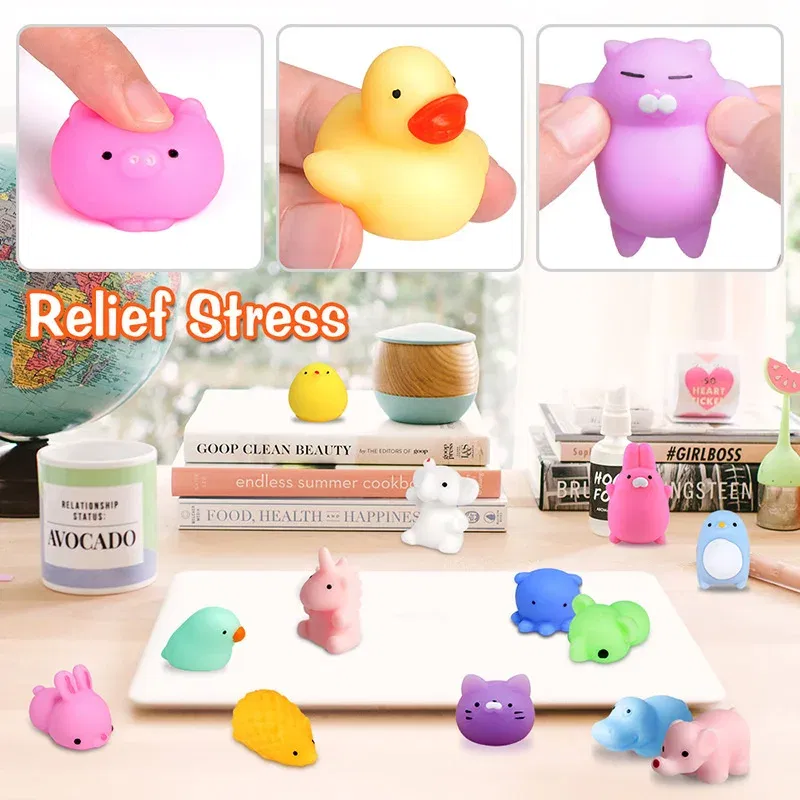 Color: Turquoise - 50-5PCS Kawaii Squishies Mochi Anima Squishy Toys For Kids Antistress Ball Squeeze Party Favors Stress Relief Toys For Birthday