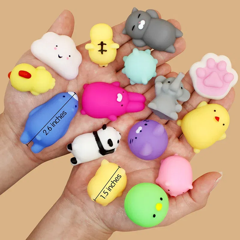 Color: Turquoise - 50-5PCS Kawaii Squishies Mochi Anima Squishy Toys For Kids Antistress Ball Squeeze Party Favors Stress Relief Toys For Birthday