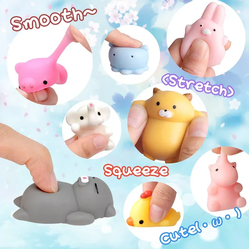 Color: Turquoise - 50-5PCS Kawaii Squishies Mochi Anima Squishy Toys For Kids Antistress Ball Squeeze Party Favors Stress Relief Toys For Birthday
