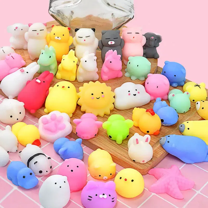 Color: Turquoise - 50-5PCS Kawaii Squishies Mochi Anima Squishy Toys For Kids Antistress Ball Squeeze Party Favors Stress Relief Toys For Birthday