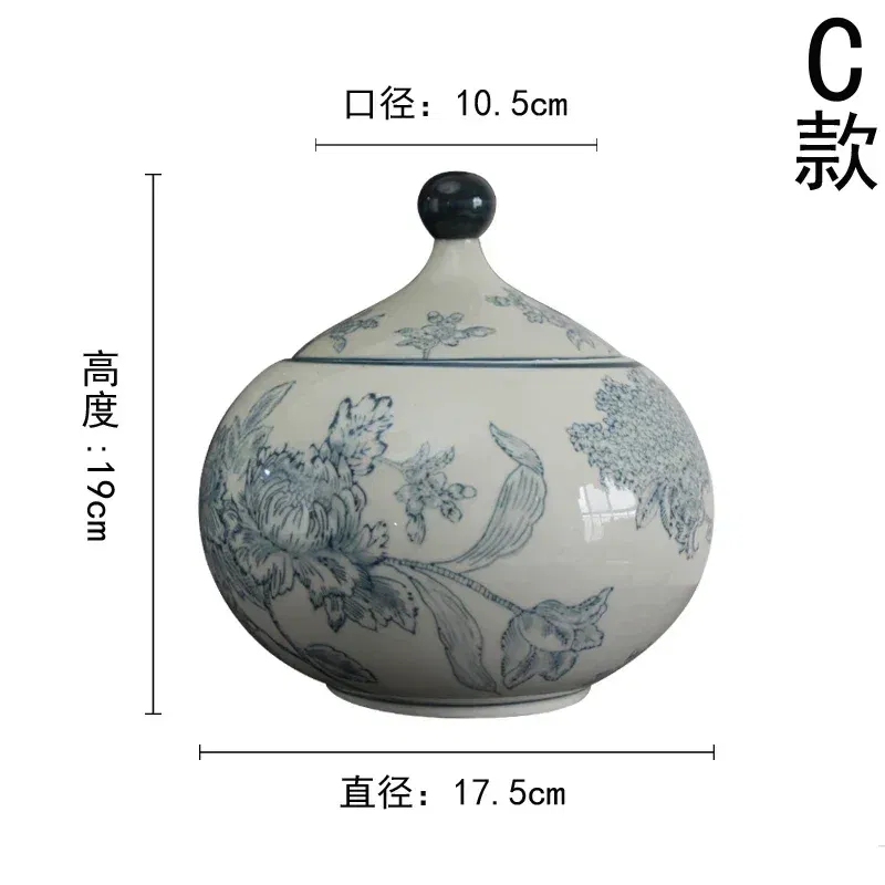 Color: black - Jingdezhen-Antique Ceramics Vases Blue and White Porcelain Ornaments Flower Arrangement, Zen Style, Modern, Handmade Production