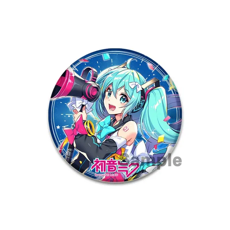 Color: Silver, Size: L - 58/44/32mm Miku Anime Round Pins Cartoon Badges Cosplay Handmade Tinplate Brooch on Backpack Clothes Chest Ornament Gifts