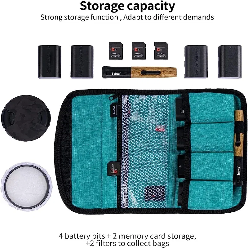 Color: WHITE - Selens Multifunction Waterproof DSLR Camera Battery Storage Pouch Camera Battery Tool Case Photography Accessories