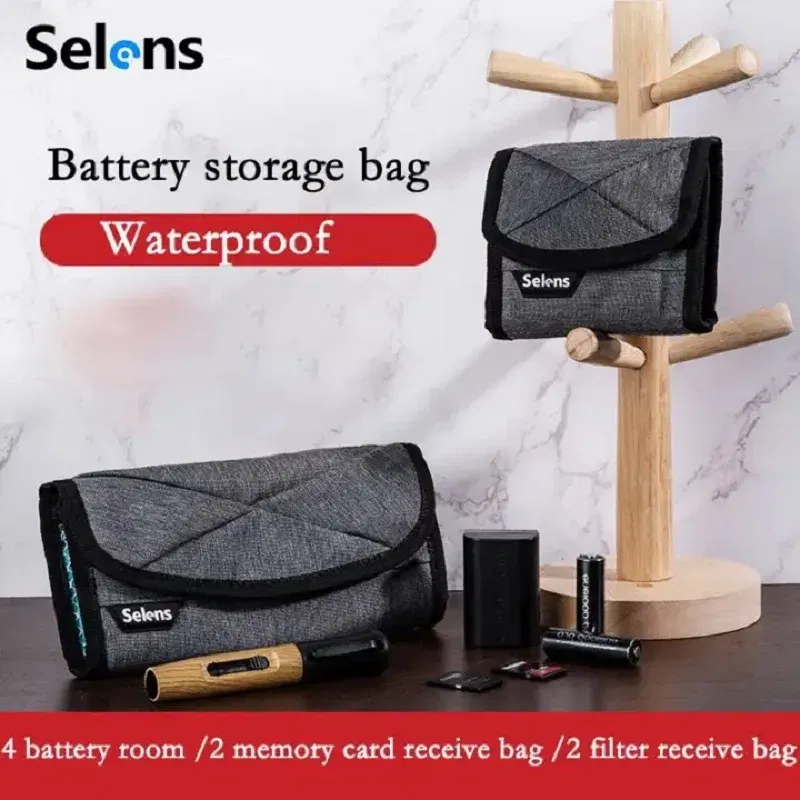 Color: WHITE - Selens Multifunction Waterproof DSLR Camera Battery Storage Pouch Camera Battery Tool Case Photography Accessories