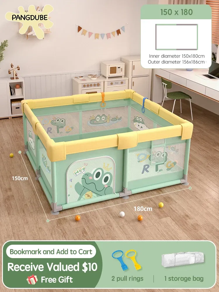 Color: WHITE, Ships From: CHINA - PANGDUBE Crocodile Baby Play Fence with Storage Bag & Hand Rings Playpen for Baby Playground Baby Ball Pool Children's Playpen