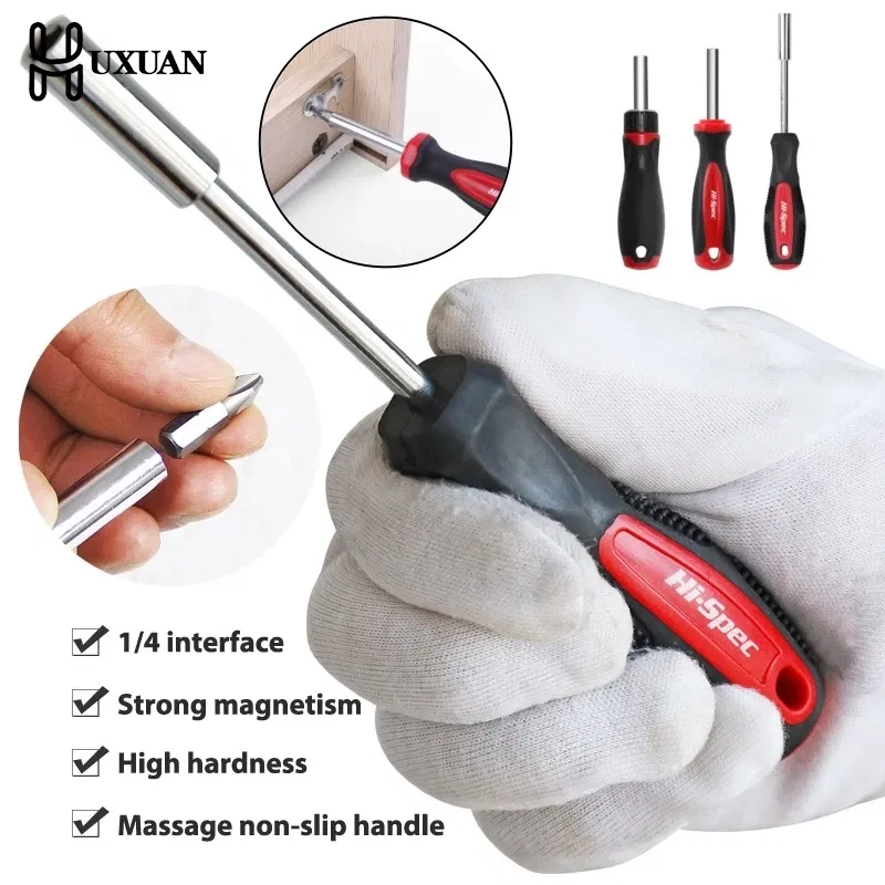 Color: Gold - 1/4 (6.35mm) Ratchet Screwdriver Bit Holder Handle Multifunctional Magnetic Bit Driver for Slotted Hex Torx Phillips Bit