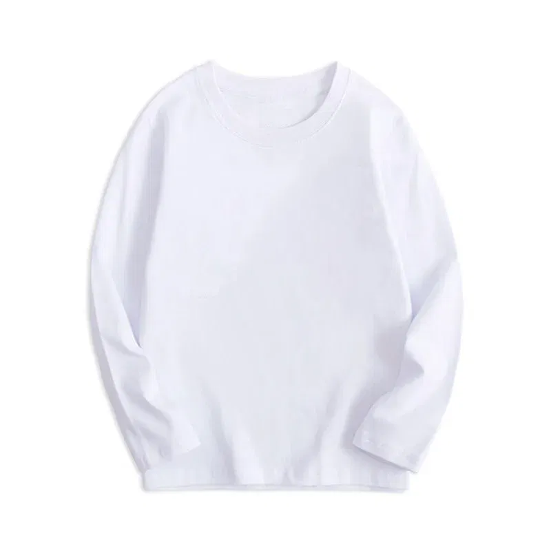Color: SKY BLUE, Kid Size: 5 - Black White Basic Cotton T-shirt for Boys Girls Clothes Children's Long Sleeve Solid Tops Kids 2 to 14 Years Leasure Wear Tshirt
