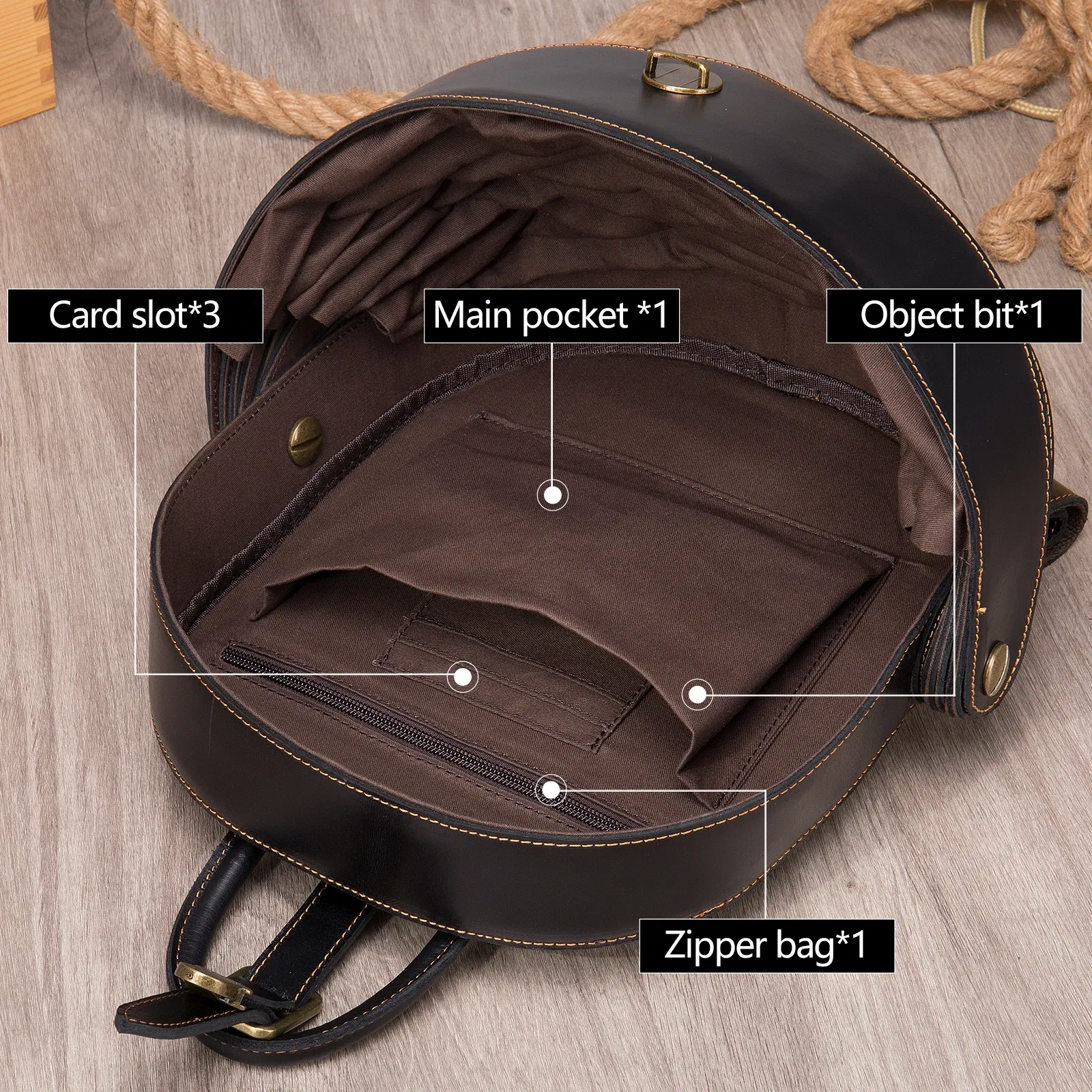Color: Brown - WESTAL Crazy Horse Leather Backpack for Woman Round Mini Schoolbag Backpack Purse Antitheft Rucksack Ladies Designer Backpacks