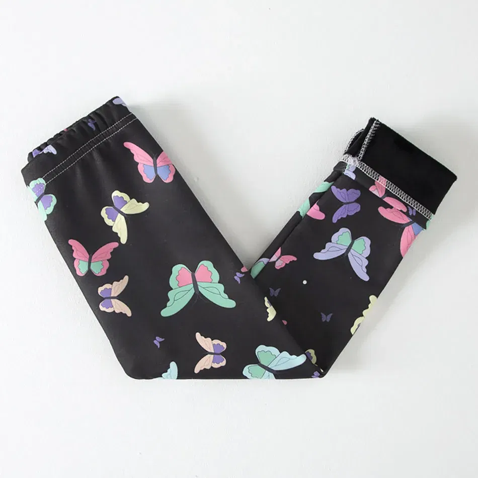 Color: Blue, Size: 100cm - Warmth and Cozy Girls Plush Lined Thickened Elastic Leggings Long Pants Suitable Kids Daily Wear in Autumn Winter Cold Weather