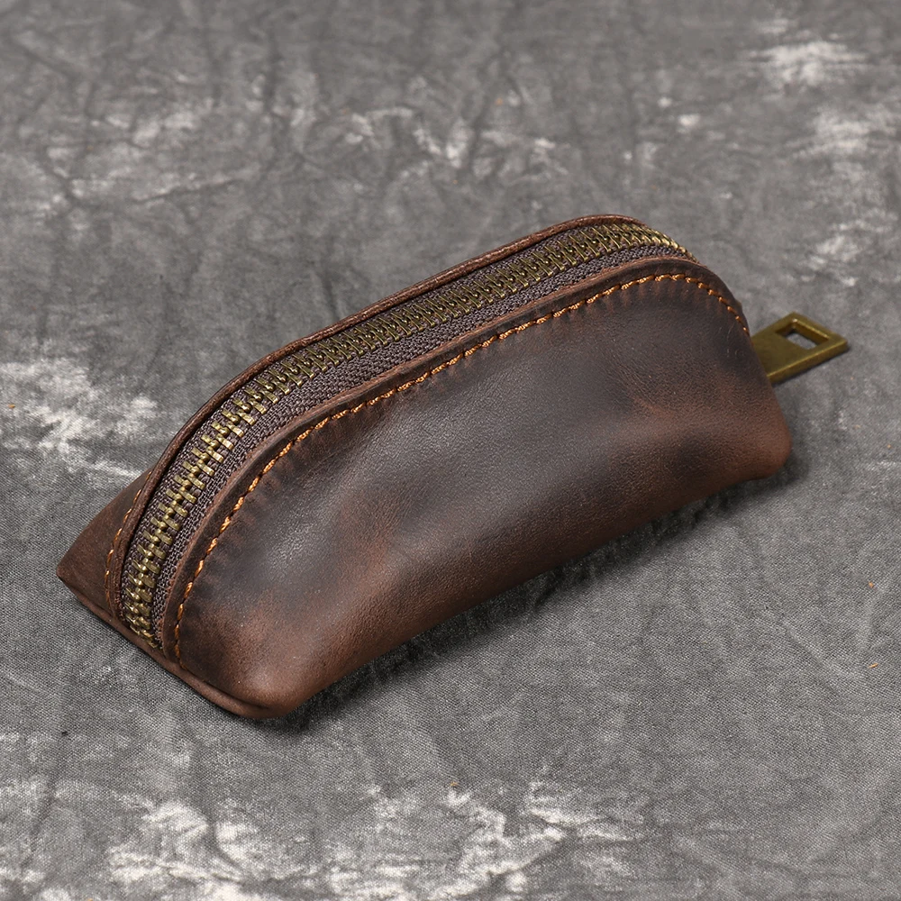 Color: Orange, Ships From: CHINA - LUOKIR New Men's Genuine Leather Coin Purse, Women's Crazy Horse Leather Key Pouch, Multifunctional Cowhide Clutch Storage Bag.