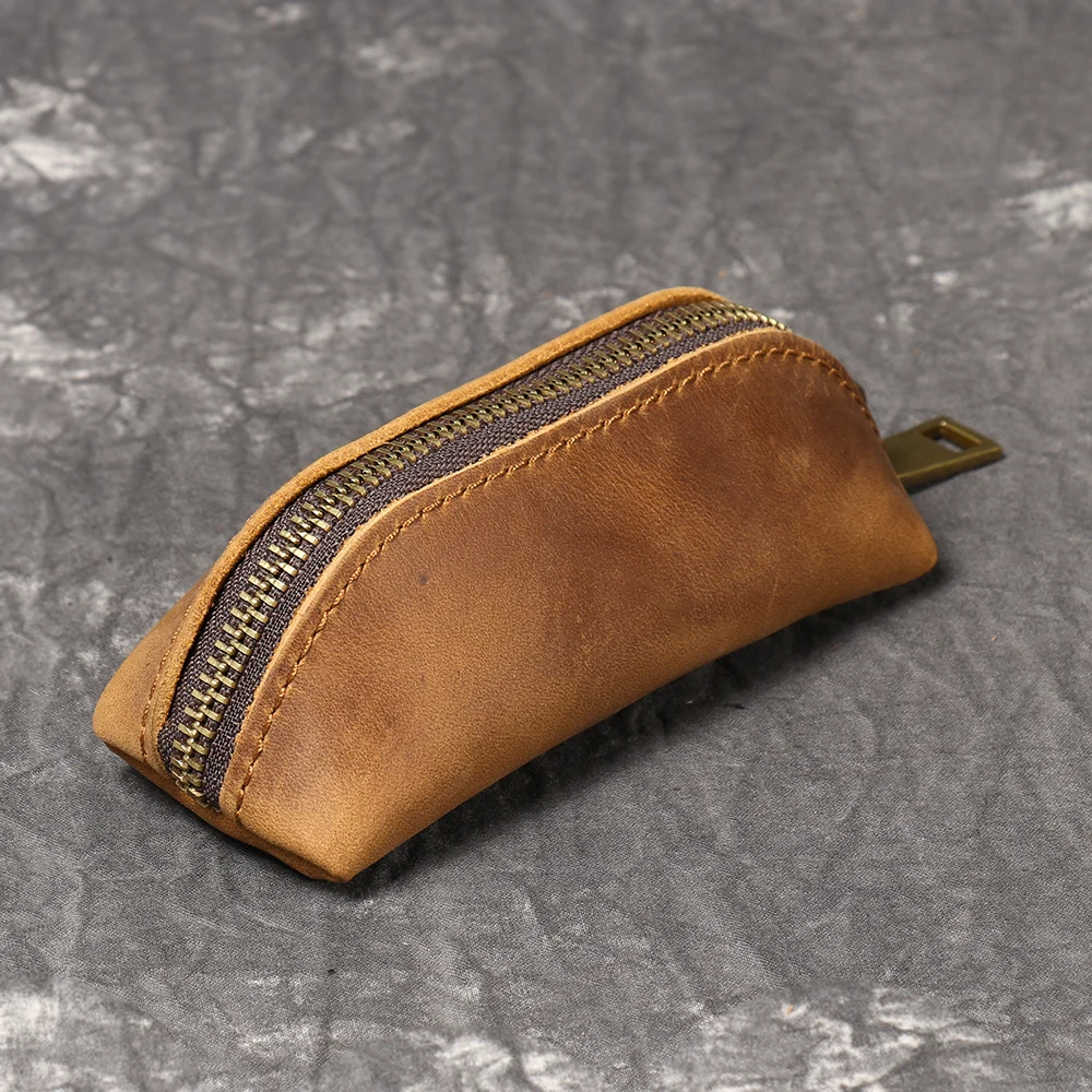 Color: Orange, Ships From: CHINA - LUOKIR New Men's Genuine Leather Coin Purse, Women's Crazy Horse Leather Key Pouch, Multifunctional Cowhide Clutch Storage Bag.