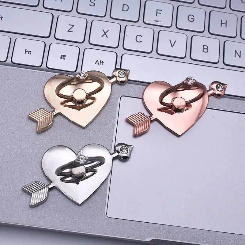 Color: WHITE - Mental Mobile Phone Ring Buckle Bracket Full Metal 360 Back Sticker One Arrow Through The Heart Love Phone Stand accessories