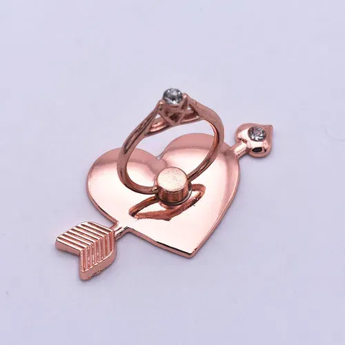Color: WHITE - Mental Mobile Phone Ring Buckle Bracket Full Metal 360 Back Sticker One Arrow Through The Heart Love Phone Stand accessories