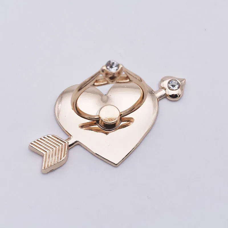 Color: WHITE - Mental Mobile Phone Ring Buckle Bracket Full Metal 360 Back Sticker One Arrow Through The Heart Love Phone Stand accessories