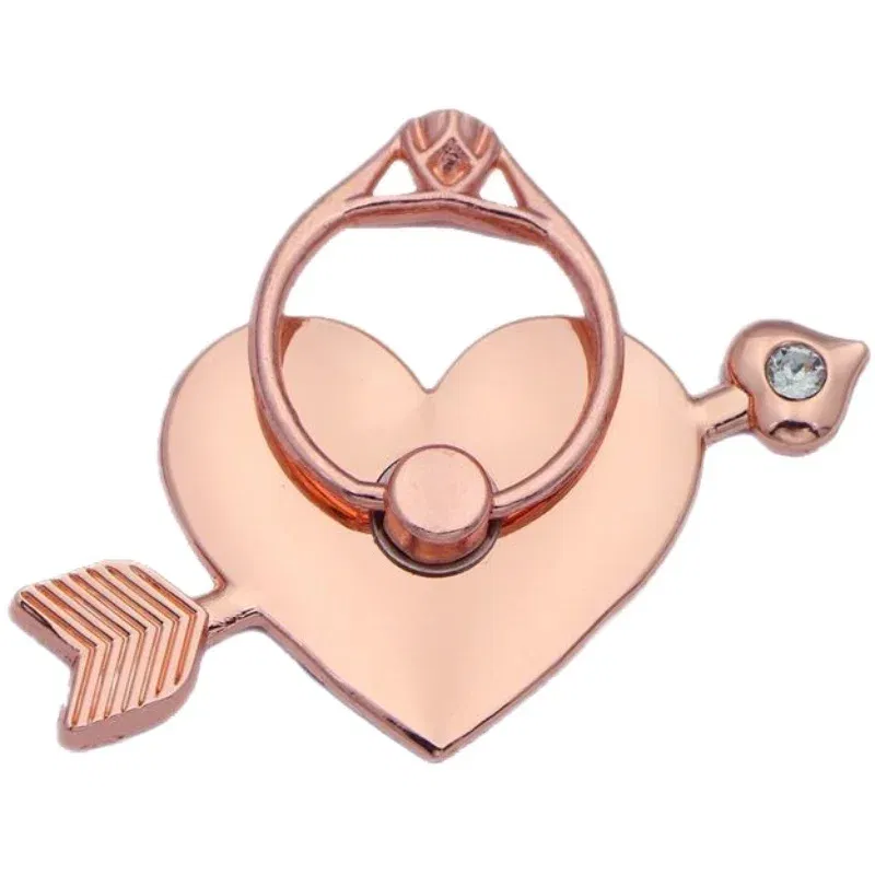 Color: WHITE - Mental Mobile Phone Ring Buckle Bracket Full Metal 360 Back Sticker One Arrow Through The Heart Love Phone Stand accessories