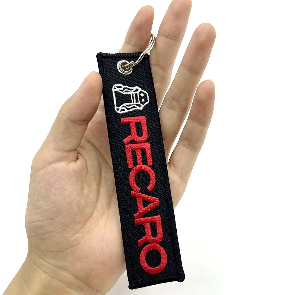 Color Name: Green - JDM HKS Keychain Embroidered Woven Personality Fashion Cloth ADVAN Key Chain Car Motorcycle Key Rings Key Holder Pendant Nos