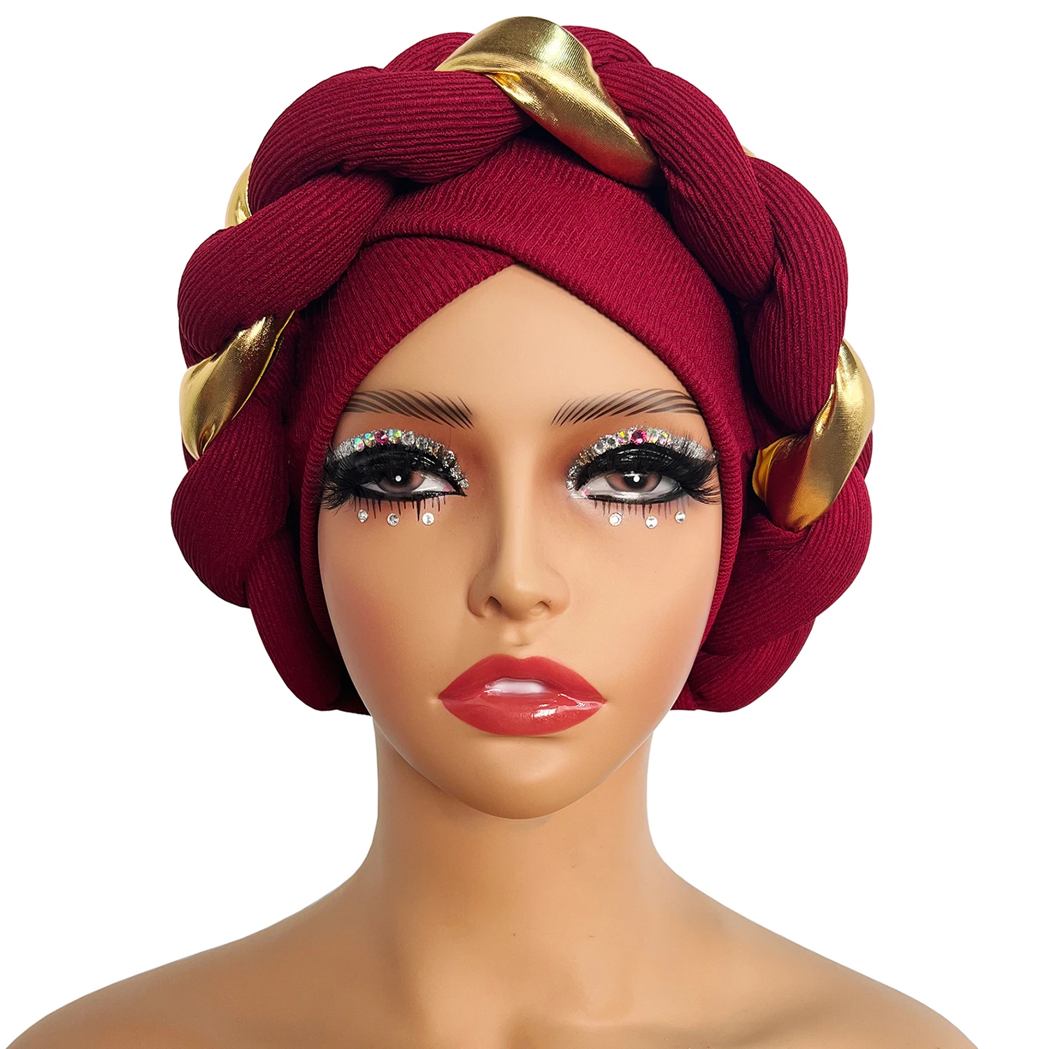 Color: White Oak, Ships From: CHINA - African Turban Cap Headdress Women's Pleated Hat Hair Accessories Arab Wrapped Muslim Hijab
