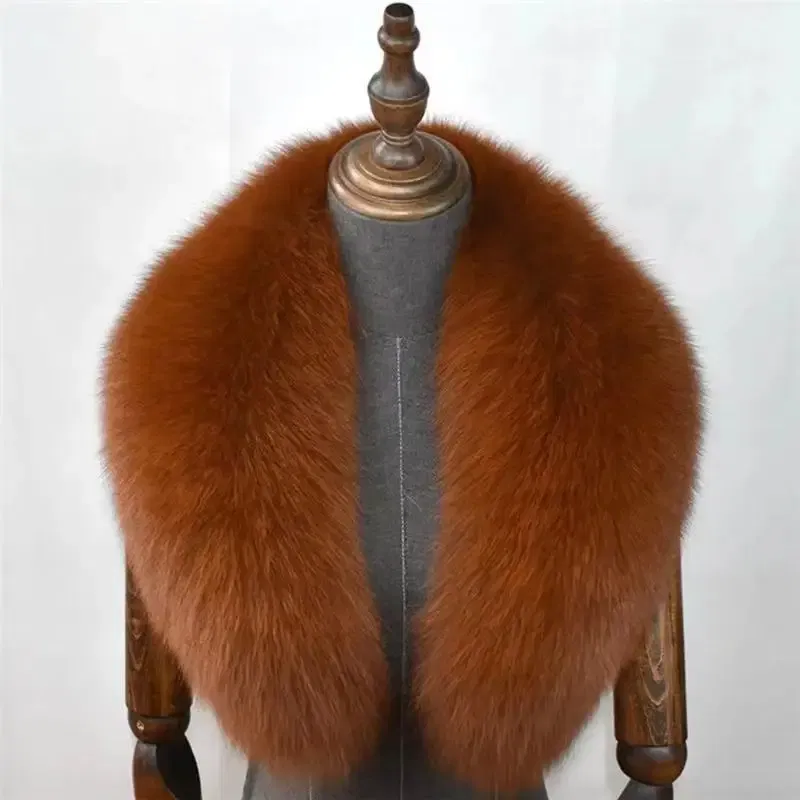 Color: DARK GRAY, Size: S - Fox Fur Collar 100% Real Fox Fur Scarf Straight Collar Natural Fur Gray Collar Large Size Neck Warmer Fur Scarf Shawls