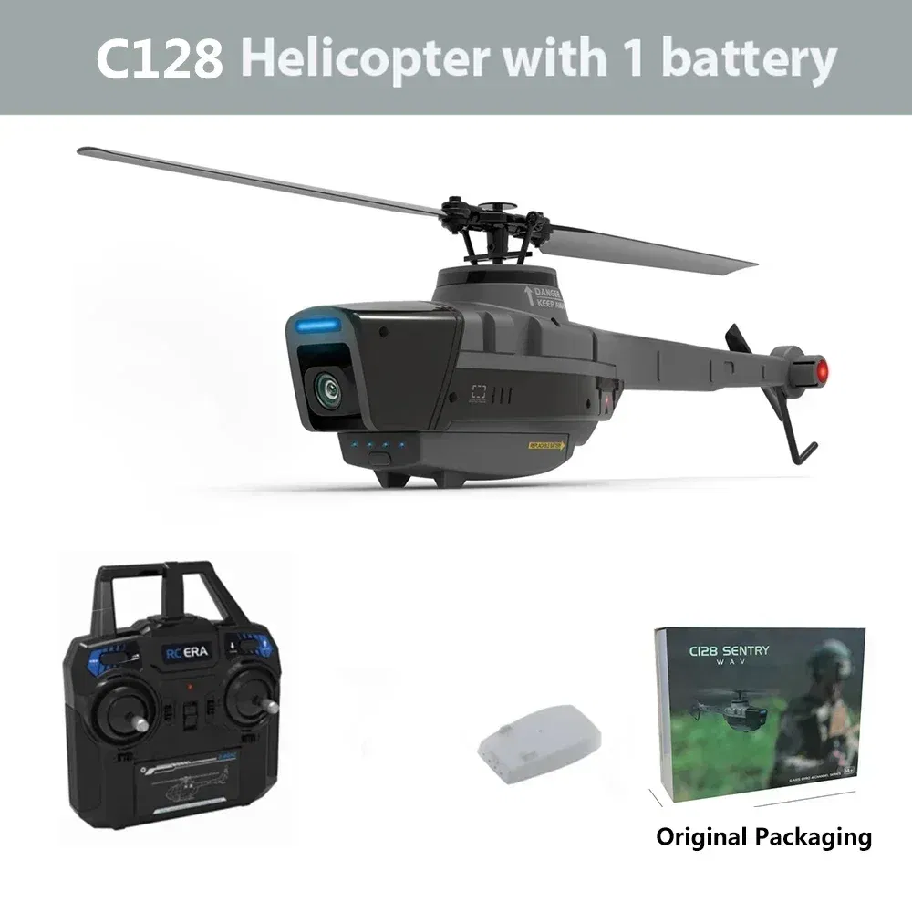 Color: WHITE - Black Hornet C128 RC Helicopter 4 Propellers 1080P Camera 6 Axis Electronic Gyroscope Air Pressure for Height Vs C186 RC Drone