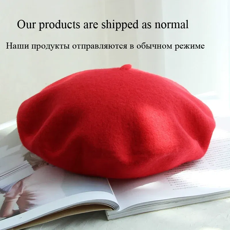Color: Lavender, Hat Size: One Size - Wool Thick Berets Artist French Beret Women Painter Hat Girls Female Warm Walking Cap