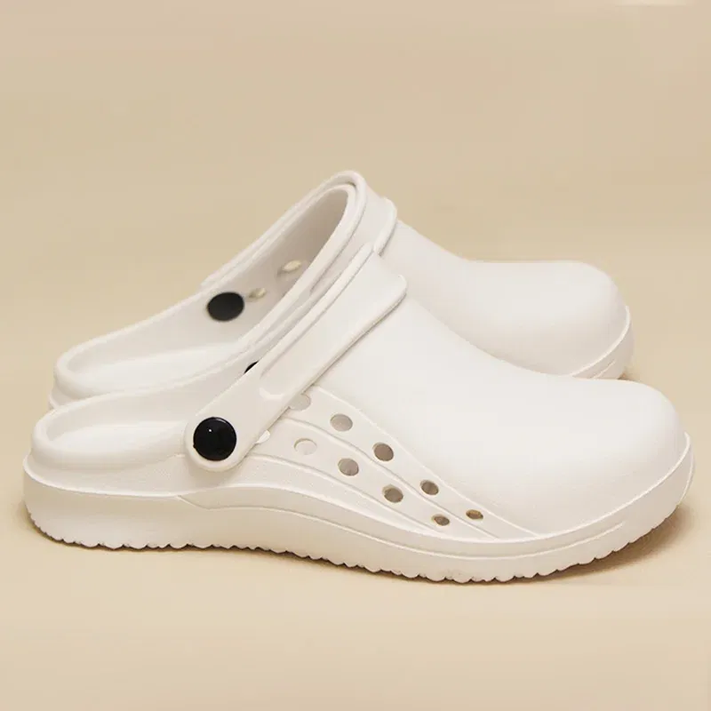 Color: Beige, Shoe Size: 33.5 - High Quality Scrub Shoes Non-slip Dentist Nursing Clogs Healthcare Service Work Slippers Soft Operating Room Protective Clogs