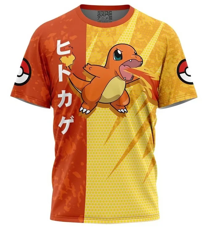 Color: Gold, Size: XXS - ?€Miniso) Pokemon Men's Casual Wear T Shirts Cartoon Children Round Neck Short Sleeves Summer Clothing Pikachu Cartoon Print Tops