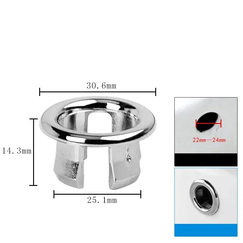 Color: PURPLE - Bathroom Basin Faucet Sink Overflow Cover Brass Six-foot Ring Insert Replacement Hole Cover Cap Chrome Trim Bathroom Accessories