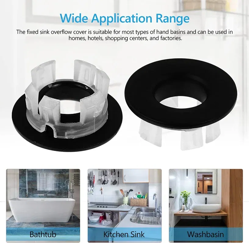 Color: PURPLE - Bathroom Basin Faucet Sink Overflow Cover Brass Six-foot Ring Insert Replacement Hole Cover Cap Chrome Trim Bathroom Accessories