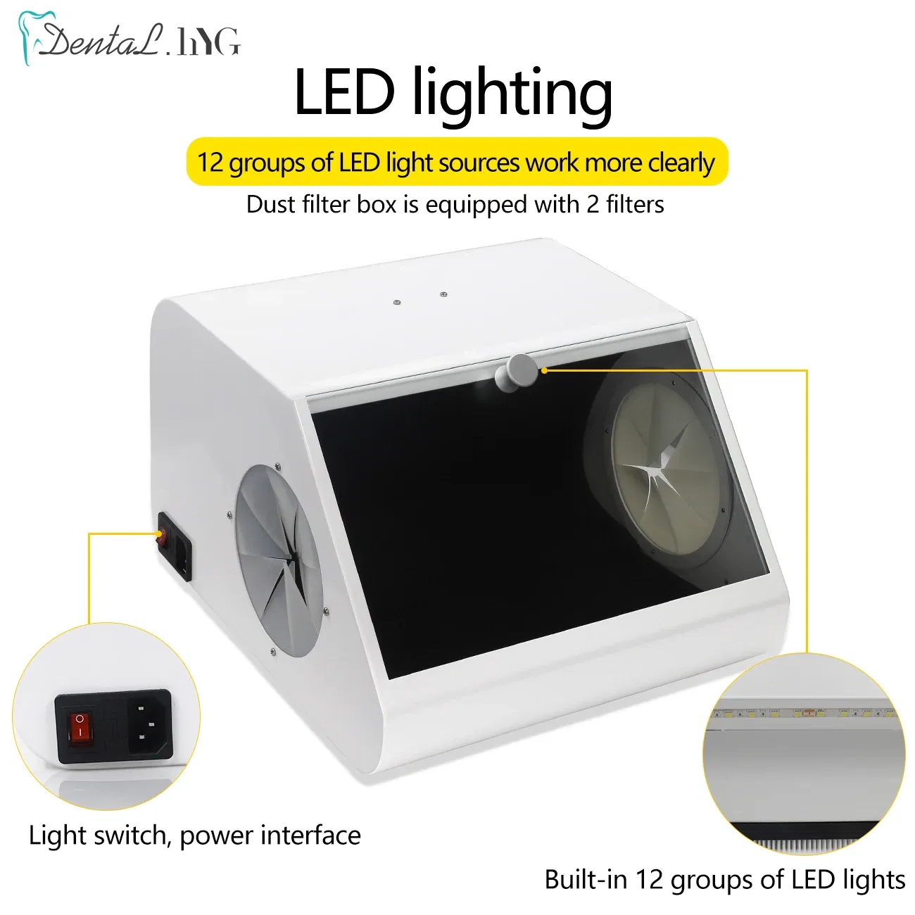 Color: GRAY - Dental Dust Collector Grinding Polishing Sandblasting Dust Box Lab Dental Equipment Sandblaster Dentist Tools