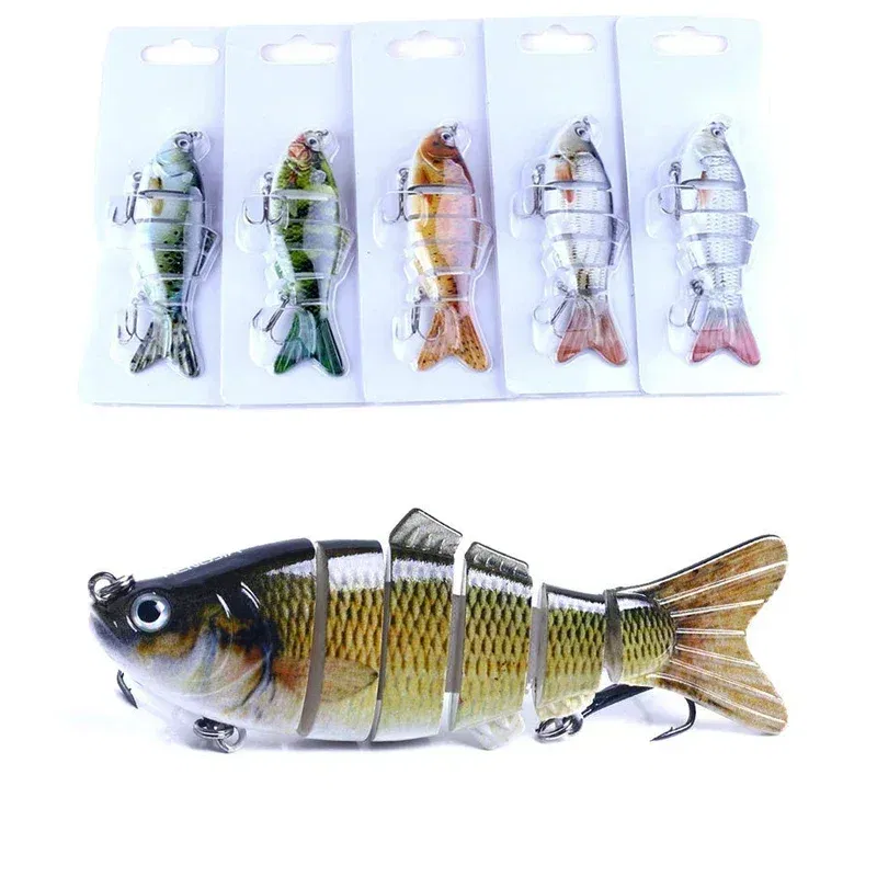 Color: Yellow, Size: 150mm - 6 Segment Multi Jointed Fishing Lure Sinking 10cm/17.5g Swimbait Artificial Wobblers Crankbait Hard Bait Pesca Tackle 5/3/1Pcs