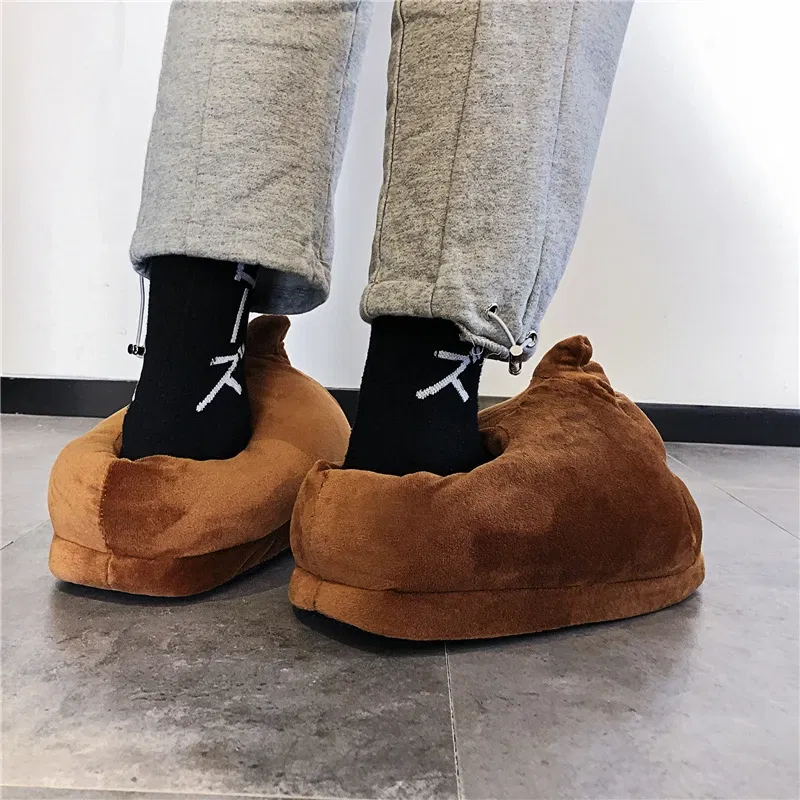 Color: black, Shoe Size: 43 - Indoor Slippers Warm Winter Home Fluffy New Fashion Men Women Bread Demon Soft Plush Shoes Unisex Cute Funny Christmas Gift