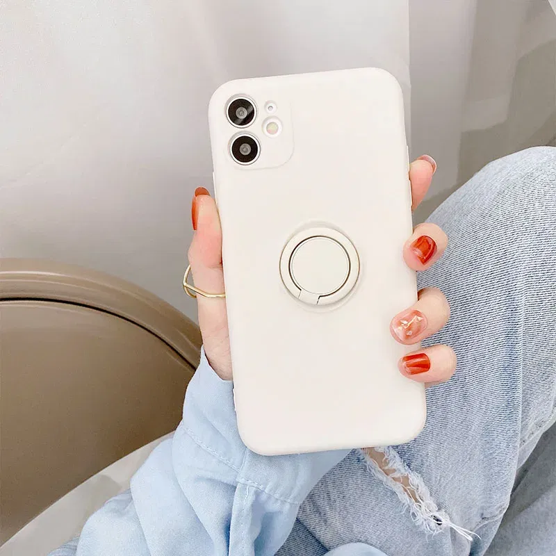 Color: Dark Grey, Ships From: CHINA, Material: Plastic - With Ring Holder Phone Case For Samsung Galaxy S25 Ultra S24 S23 S22 S21 Plus A13 A52 A53 A54 TPU Soft Back Cover