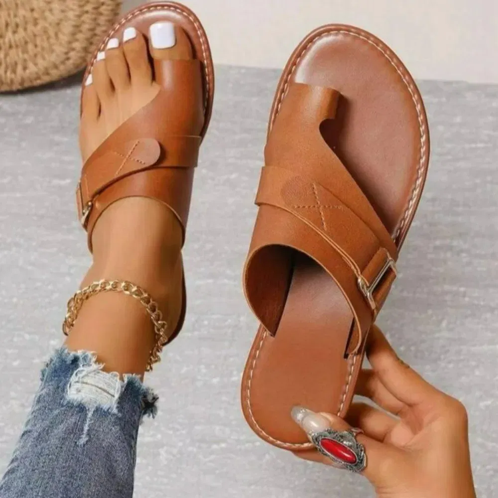 Color: Black, Shoe Size: 36 - Women Slippers Outdoor Casual Beach Women Shoes Summer New Flats Flip Flop Sandals Walking Clip Toe Rome Buckle Ladies Slides