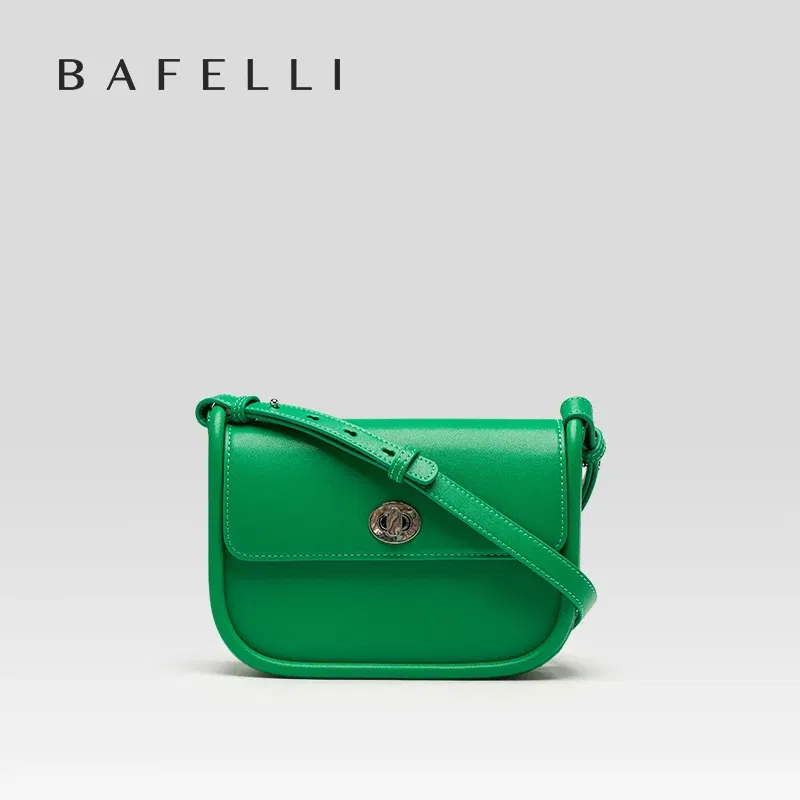 Color: green - BAFELLI 2024 WOMEN'S NEW TREND LEATHER SADDLE BAGS FASHION STYLE ORIGINAL DESIGNER LUXURY BRAND CASUAL CROSSBODAY PURSE SHOULDER