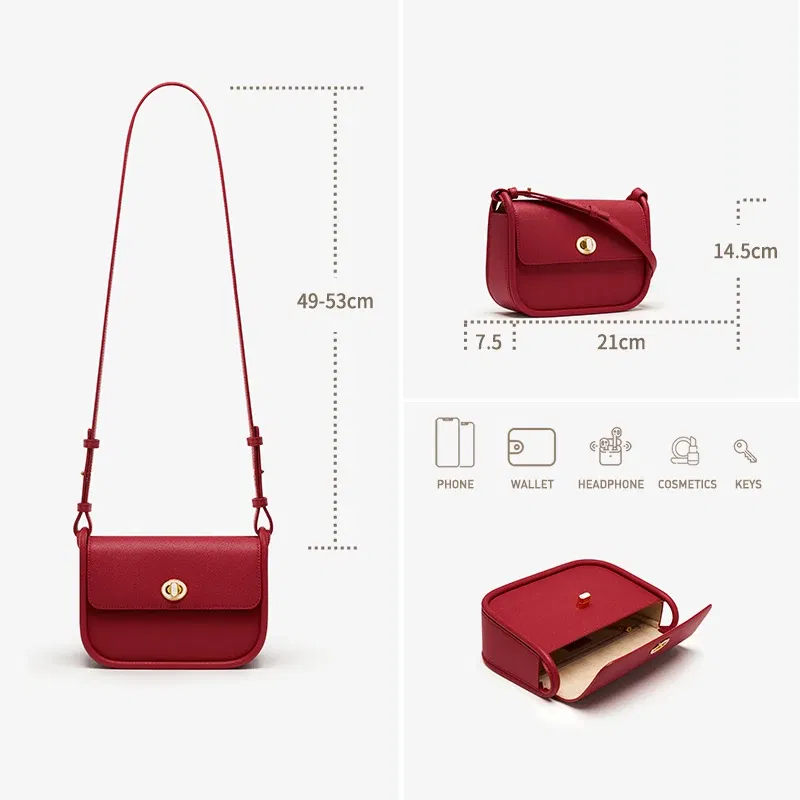 Color: green - BAFELLI 2024 WOMEN'S NEW TREND LEATHER SADDLE BAGS FASHION STYLE ORIGINAL DESIGNER LUXURY BRAND CASUAL CROSSBODAY PURSE SHOULDER