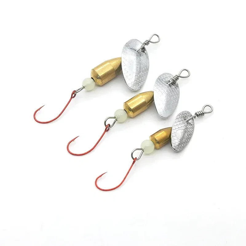 Color: green - 1Pcs Spinner Spoon Metal Bait Micro Fishing Lure Small Sequins Copper Long Shot Baits For Bass Trout Perch Pike Rotating