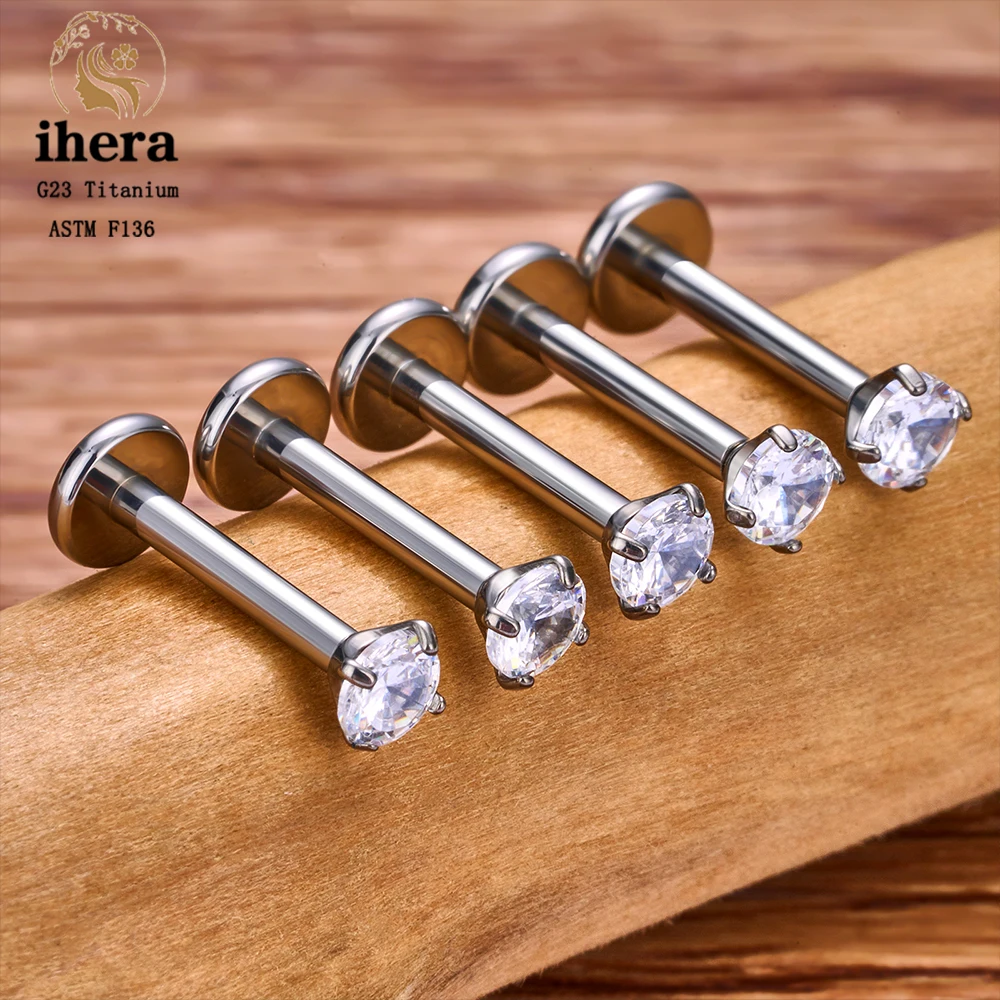 Metal color: Gold-color, Ships From: CHINA, Main Stone Color: Yellow - 10PCS G23 Titanium Labret Piercing Lip Ring 16G F136 Internal Thread Nose Stud Earring Tragus Helix Cartilage Piercing Jewelry