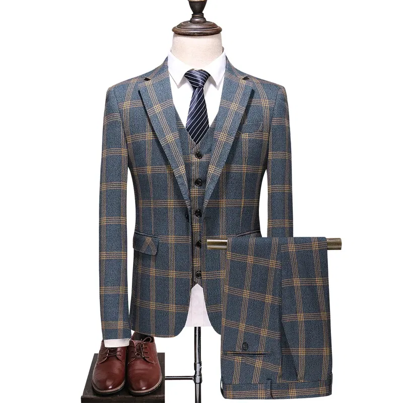 Color: black, Size: XXXL - High-End Three-Piece Men's Wedding Suit with Vest And Trousers Fashion Business Casual Groom's Dress All-In-One