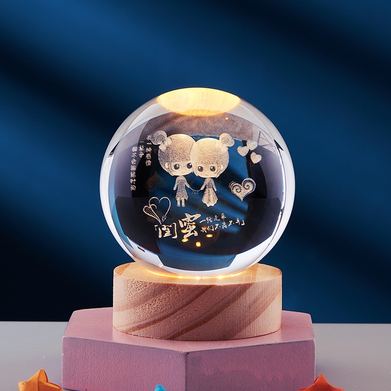 3D Crystal Solar System Globe Night Light