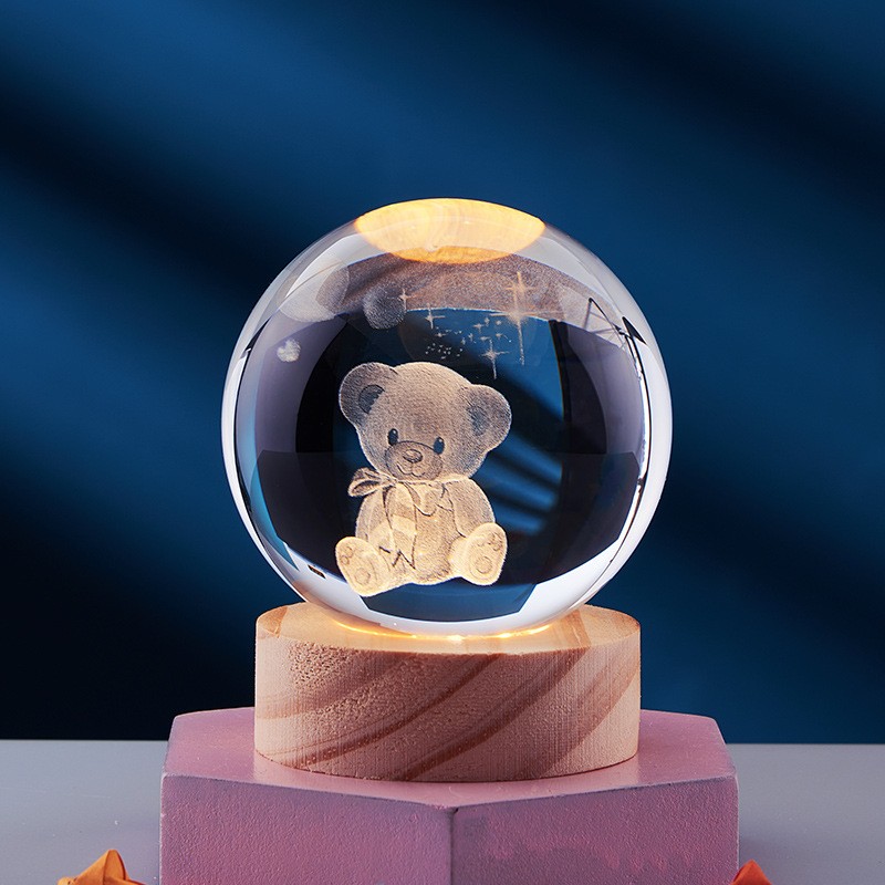 3D Crystal Solar System Globe Night Light