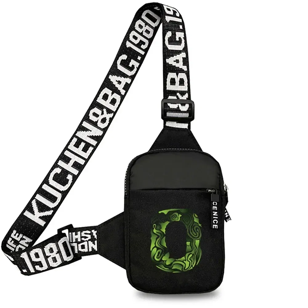 Color: Navy Blue - Sports Chest Bag Men Small Mobile Phone Messenger Bags Waist Bags Multi-Function Carry-on Bag Engrave Image Initial Name Patter