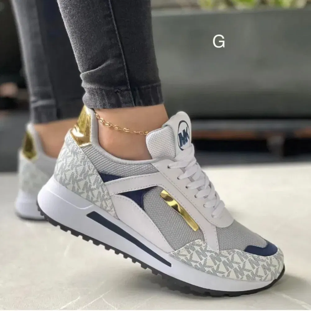 Color: GRAY, Shoe Size: 42 - 2024 Women Shoes Spring New Fashion Wedges Casual Sneakers Female Platform Black White Women's Vulcanize Shoes