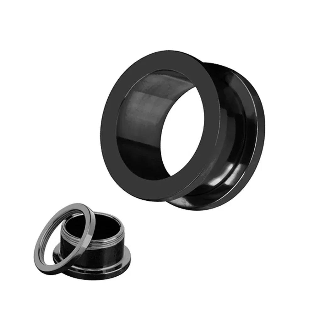 Metal color: Rhodium Plated, Main Stone Color: Red - 2PCS Multi Color Steel Screw Fit Tunnel Ear Plug Stretcher Gauge 3-25mm Ear Lobe Tunnel Expander